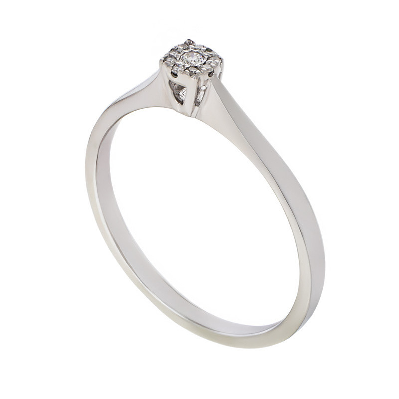 Inel De Logodna, Aur Alb, 14 k, 2.03 gr, cu Diamante, Cod Produs: 687901 - Tezaurshop.ro