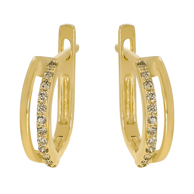 Cercei, Aur Galben, 18 k, 2.4 gr, cu Diamante, Cod Produs: 691292