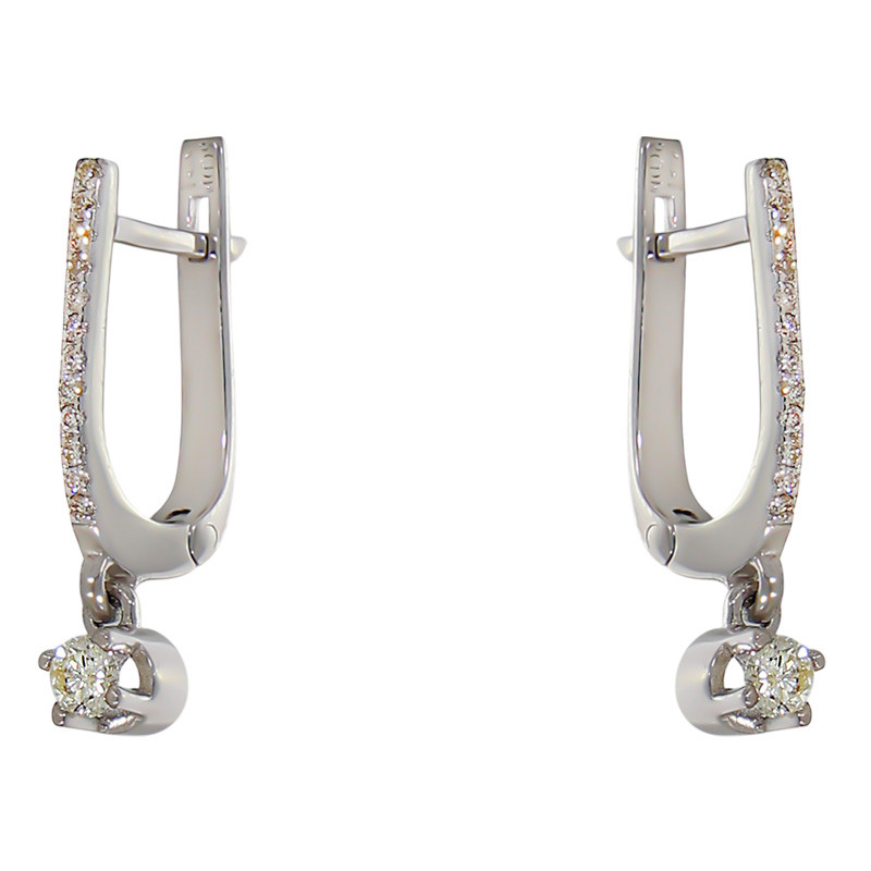 Cercei, Aur Alb, 14 k, 2.33 gr, cu Diamante, Cod Produs: 691527
