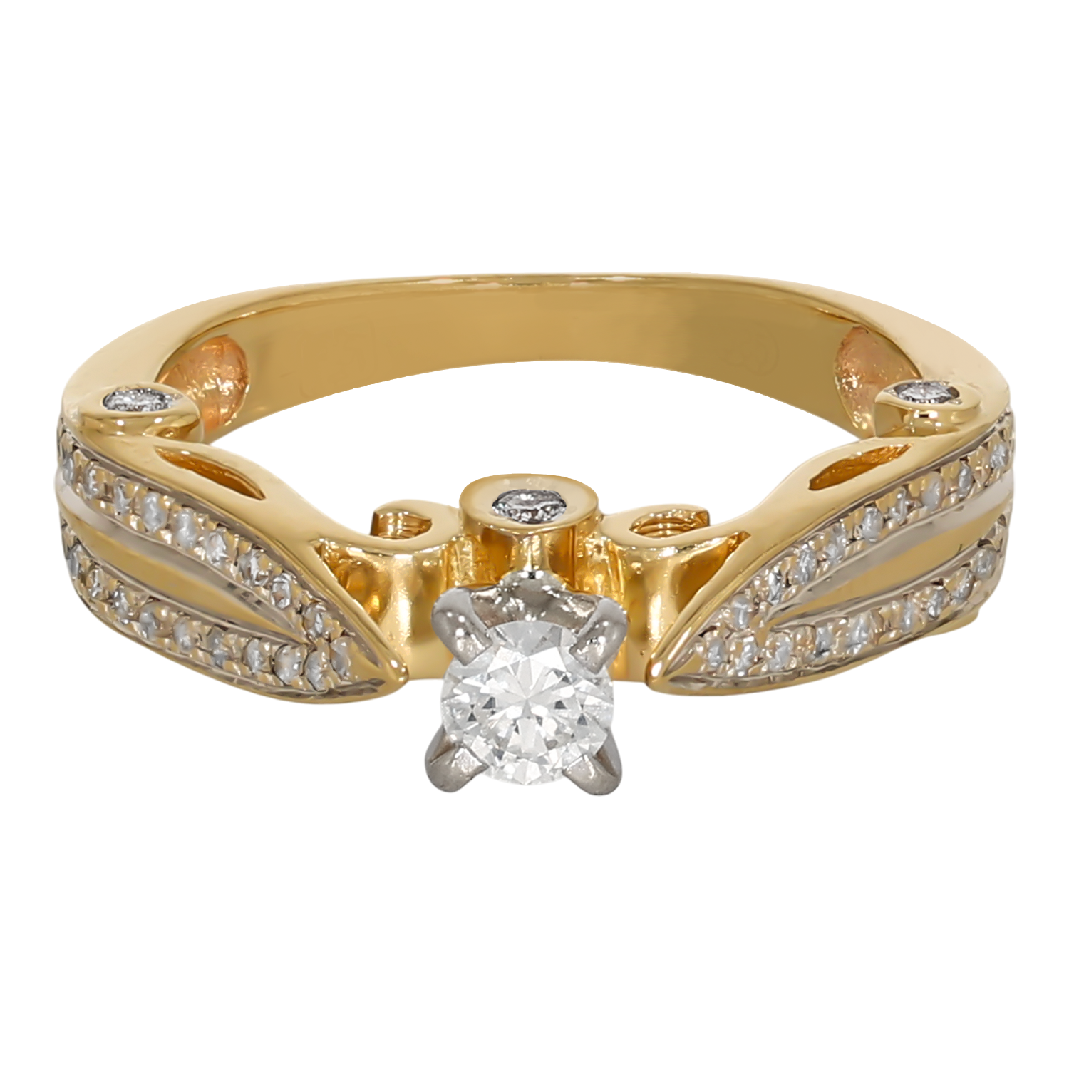 Inel Dama, Aur Mix, 14 k, 3.05 gr, cu Diamante, Cod Produs: 693053