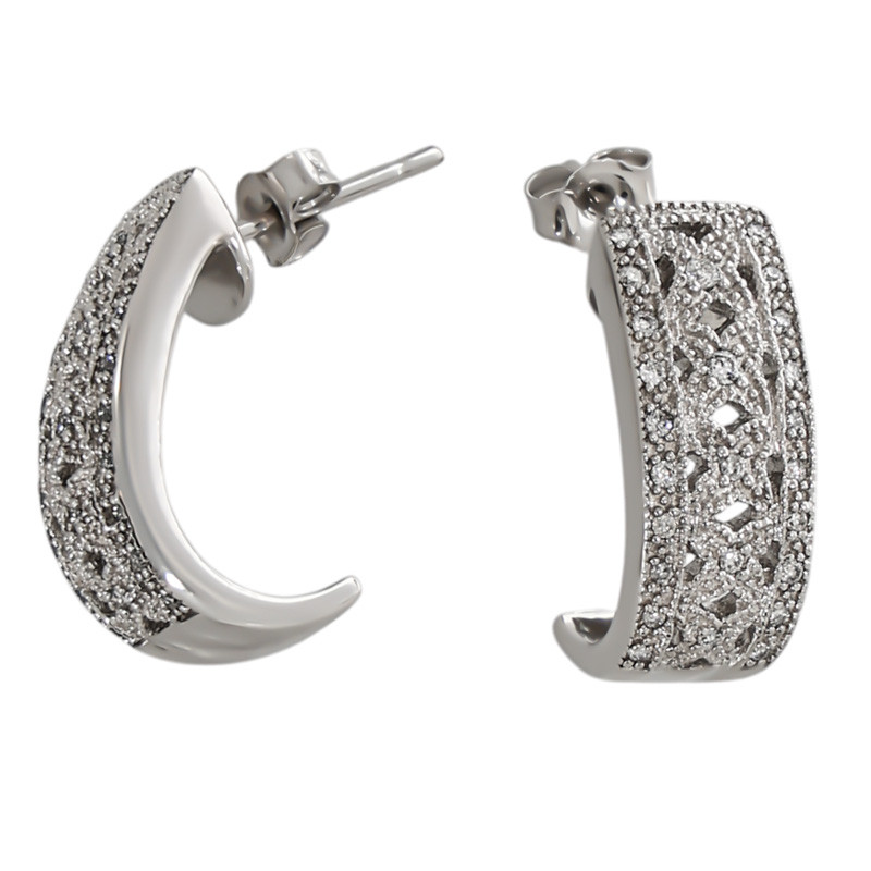 Cercei, Aur Alb, 14 k, 5.57 gr, cu Diamante, Cod Produs: 693065