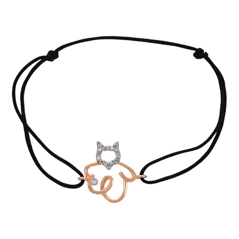 Bratara Cu Snur, Aur Galben, 14 k, 0.87 gr, cu Diamante, Cod Produs: 693680