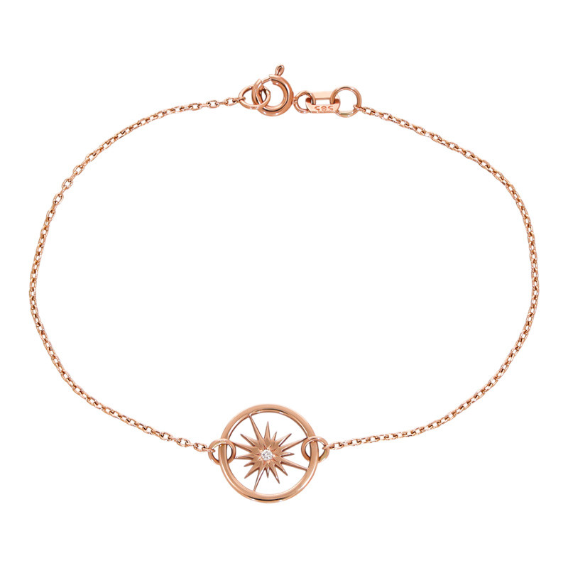 Bratara, Aur Roz, 14 k, 1.2 gr, cu Diamante, Cod Produs: 698622
