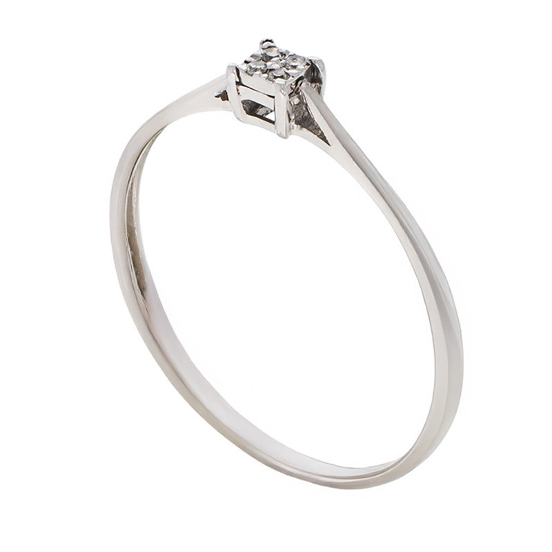 Inel De Logodna, Aur Alb, 18 k, 0.9 gr, cu Diamante, Cod Produs: 700233 - Tezaurshop.ro