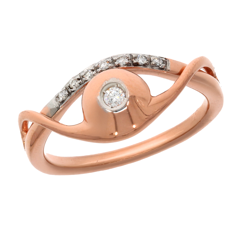 Inel, Aur Roz, 18 k, 4.2 gr, cu Diamante, Cod Produs: 703952 - Tezaurshop.ro