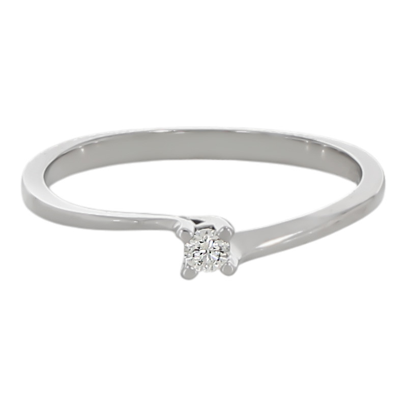 Inel Dama, Aur Alb, 14 k, 1.3 gr, cu Diamante, Cod Produs: 704764