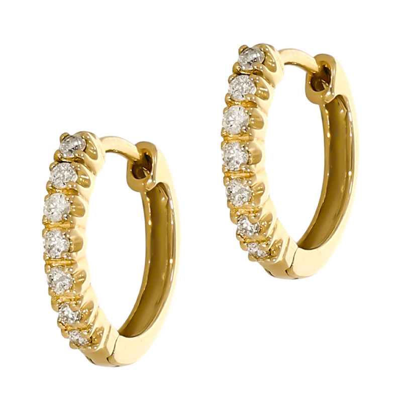 Cercei, Aur Galben, 18 k, 2.69 gr, cu Diamante, Cod Produs: 706040