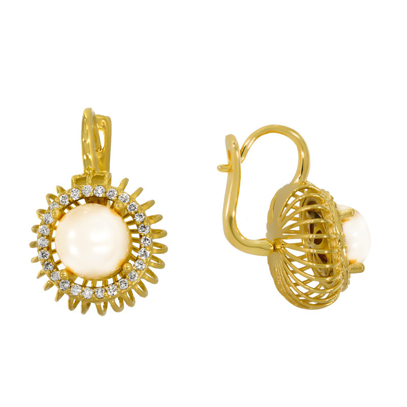 Cercei, Aur Galben, 14 k, 9.03 gr, cu Diamante, Cod Produs: 708754