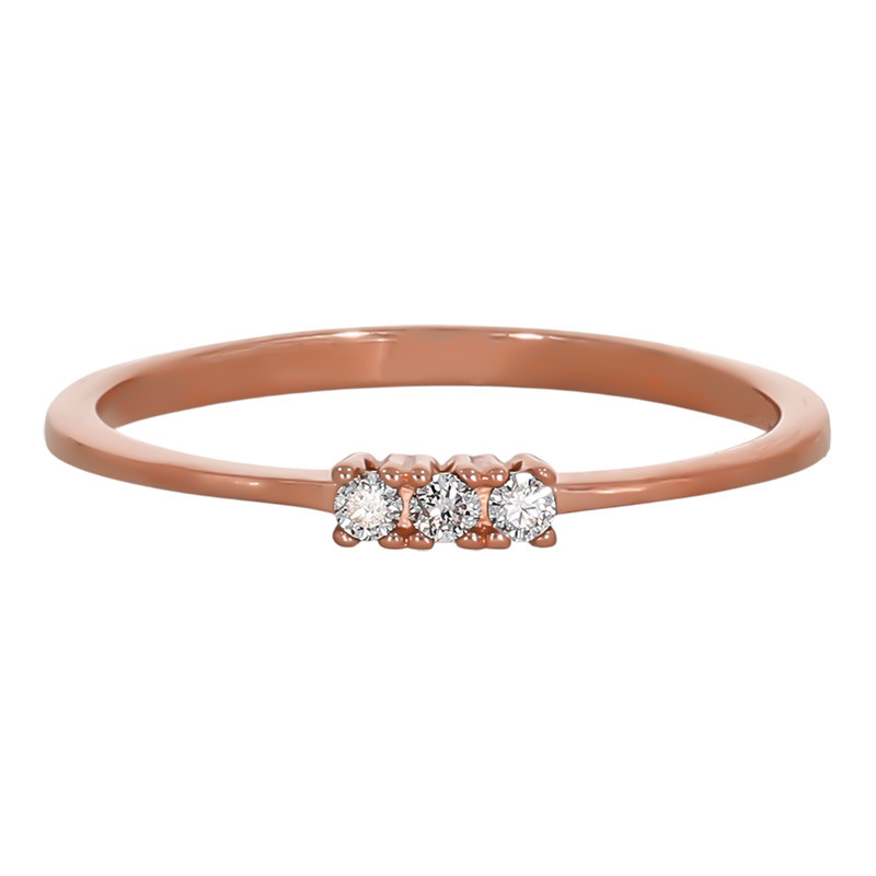 Inel Dama, Aur Roz, 18 k, 1.2 gr, cu Diamante, Cod Produs: 708982