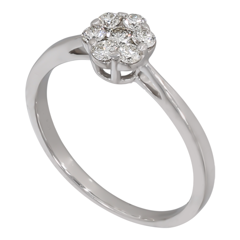 Inel, Aur Alb, 14 k, 1.45 gr, cu Diamante, Cod Produs: 713955 - Tezaurshop.ro