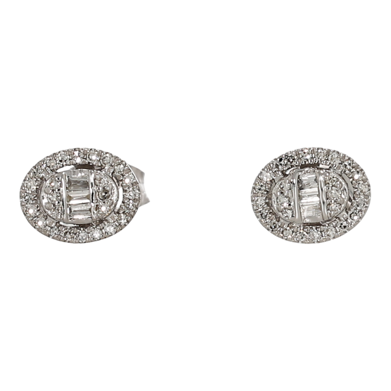 Cercei, Aur Alb, 14 k, 1.26 gr, cu Diamante, Cod Produs: 716652 - Tezaurshop.ro