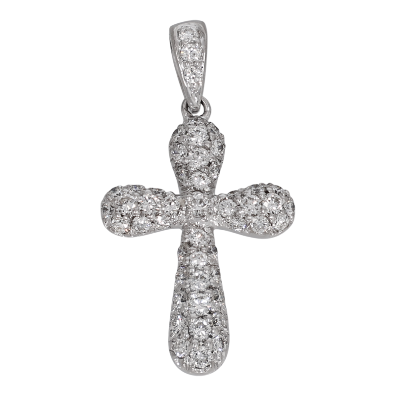 Pandantiv Cruce, Aur Alb, 18 k, 1.59 gr, cu Diamante, Cod Produs: 718673 - Tezaurshop.ro
