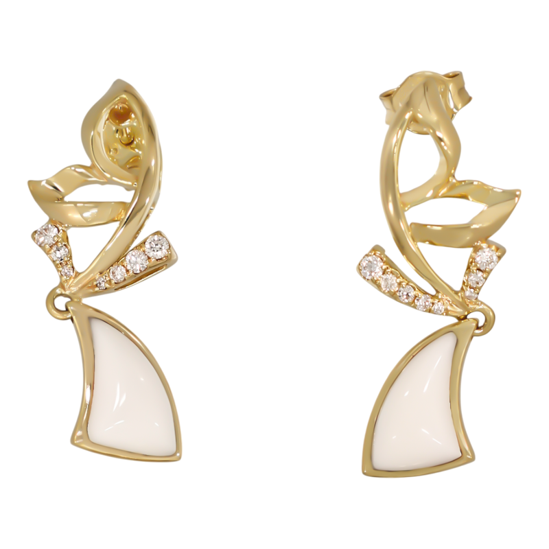 Cercei, Aur Galben, 18 k, 2.76 gr, cu Diamante, Cod Produs: 718761 - Tezaurshop.ro