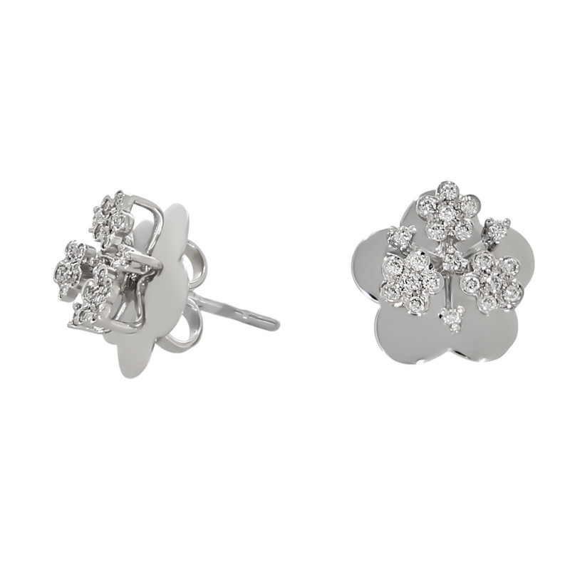 Cercei, Aur Alb, 18 k, 2.84 gr, cu Diamante, Cod Produs: 721213