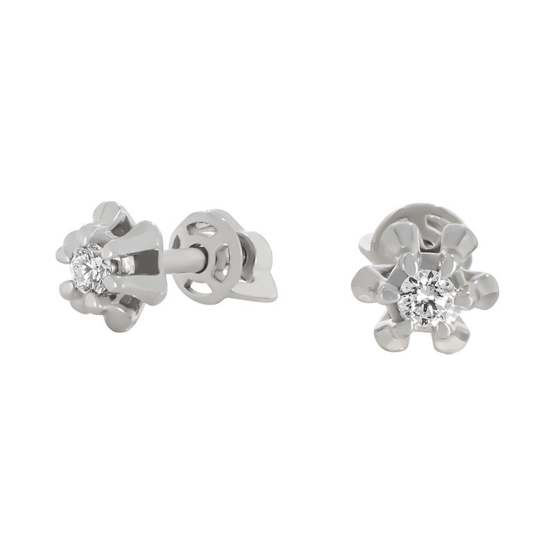 Cercei, Aur Alb, 14 k, 1.47 gr, cu Diamante, Cod Produs: 723800