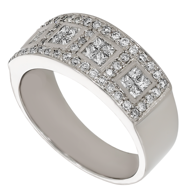 Inel, Aur Alb, 14 k, 6.28 gr, cu Diamante, Cod Produs: 724141 - Tezaurshop.ro