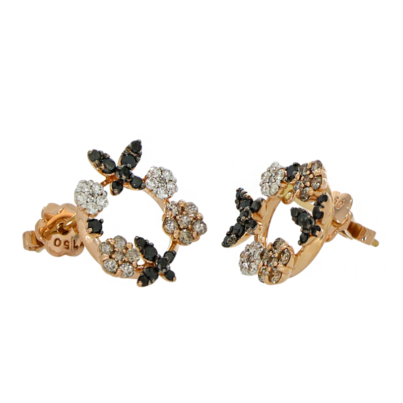 Cercei, Aur Roz, 18 k, 4.72 gr, cu Diamante, Cod Produs: 724150 - Tezaurshop.ro