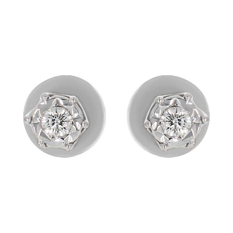 Cercei, Aur Alb, 14 k, 1.42 gr, cu Diamante, Cod Produs: 725472