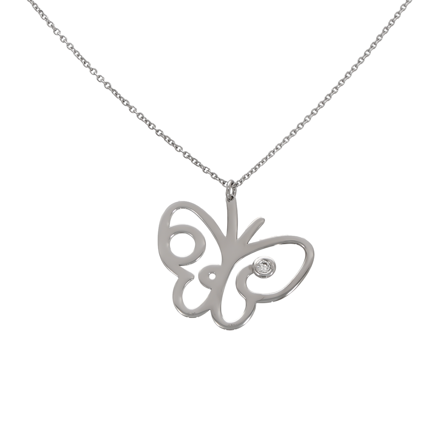 Colier, Aur Alb, 14 k, 1.23 gr, cu Diamante, Cod Produs: 726663