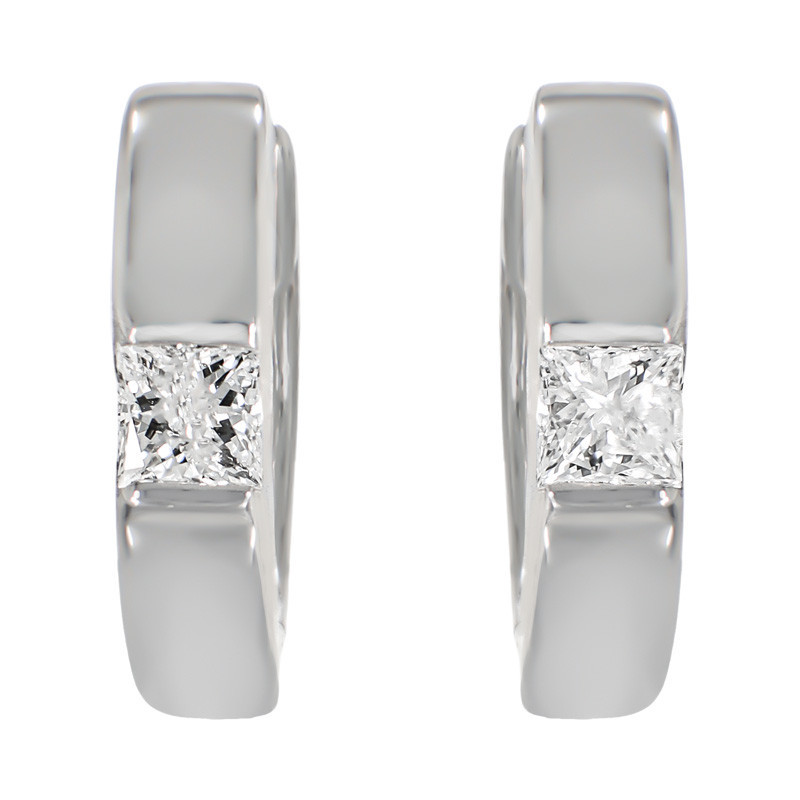 Cercei, Aur Alb, 18 k, 2.87 gr, cu Diamante, Cod Produs: 726872