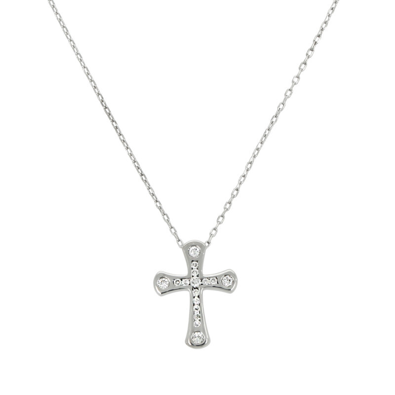 Colier, Aur Alb, 18 k, 1.63 gr, cu Diamante, Cod Produs: 727750 - Tezaurshop.ro