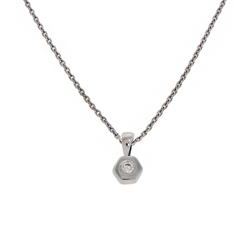 Colier, Aur Alb, 18 k, 2.15 gr, cu Diamante, Cod Produs: 727766 - Tezaurshop.ro