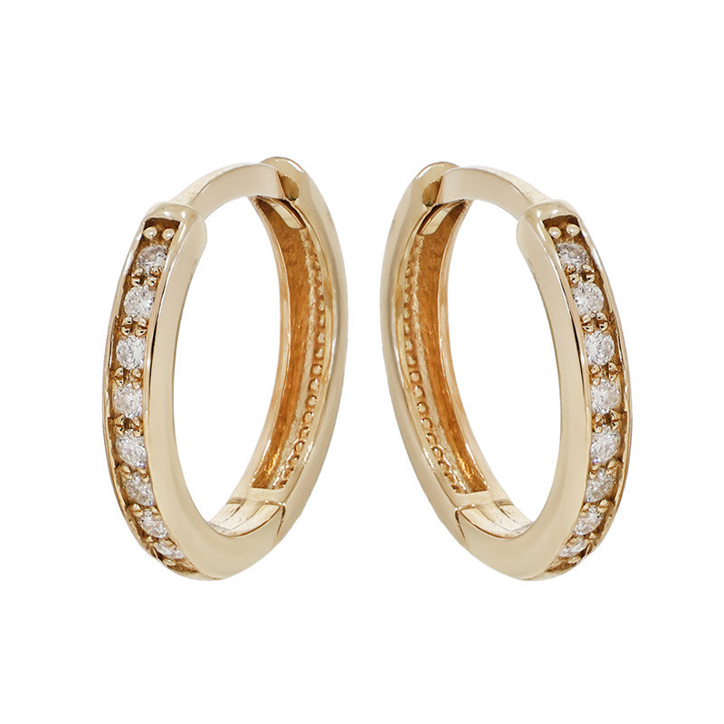 Cercei, Aur Galben, 14 k, 1.38 gr, cu Diamante, Cod Produs: 727987 - Tezaurshop.ro