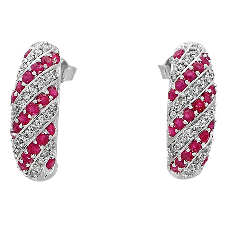 Cercei, Aur Alb, 14 k, 5.66 gr, cu Diamante, Cod Produs: 729493 - Tezaurshop.ro