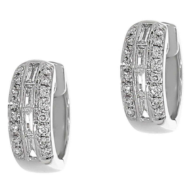 Cercei, Aur Alb, 14 k, 3.07 gr, cu Diamante, Cod Produs: 729494 - Tezaurshop.ro