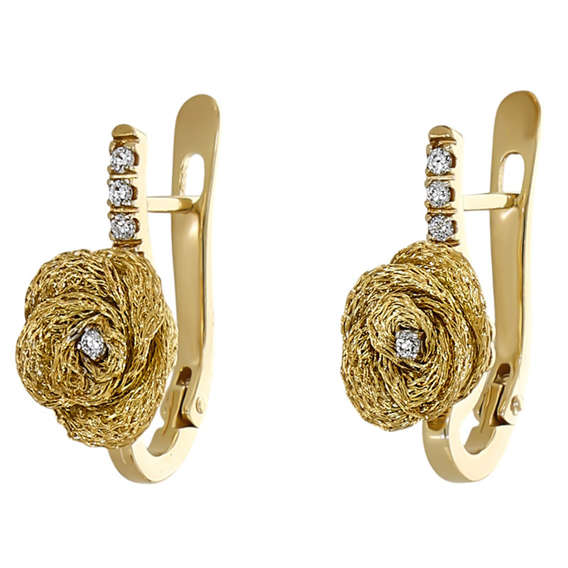 Cercei, Aur Galben, 18 k, 6.53 gr, cu Diamante, Cod Produs: 729850