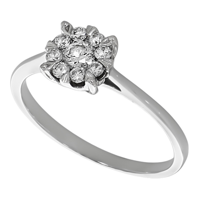 Inel, Aur Alb, 18 k, 1.86 gr, cu Diamante, Cod Produs: 730336 - Tezaurshop.ro