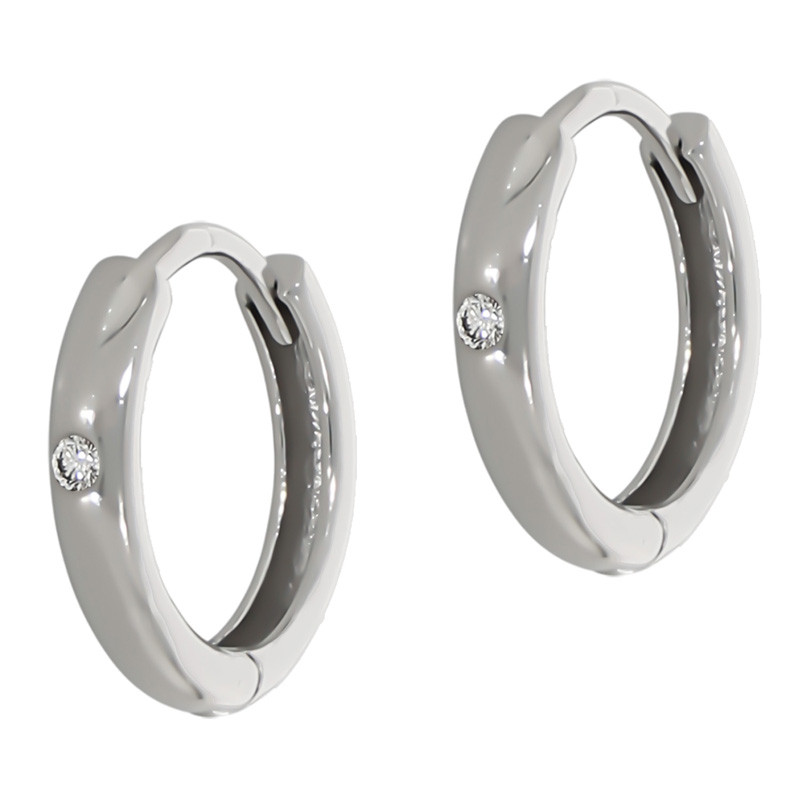 Cercei, Aur Alb, 14 k, 2.19 gr, cu Diamante, Cod Produs: 731481