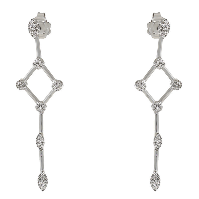 Cercei, Aur Alb, 18 k, 4.65 gr, cu Diamante, Cod Produs: 736278 - Tezaurshop.ro