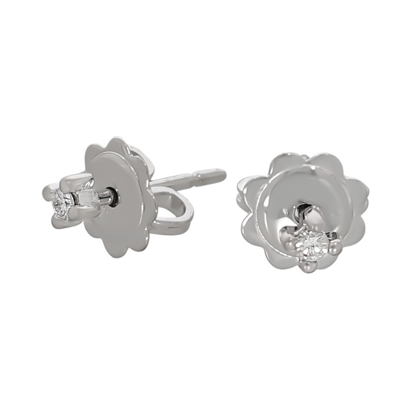 Cercei, Aur Alb, 18 k, 1.43 gr, cu Diamante, Cod Produs: 740586 - Tezaurshop.ro