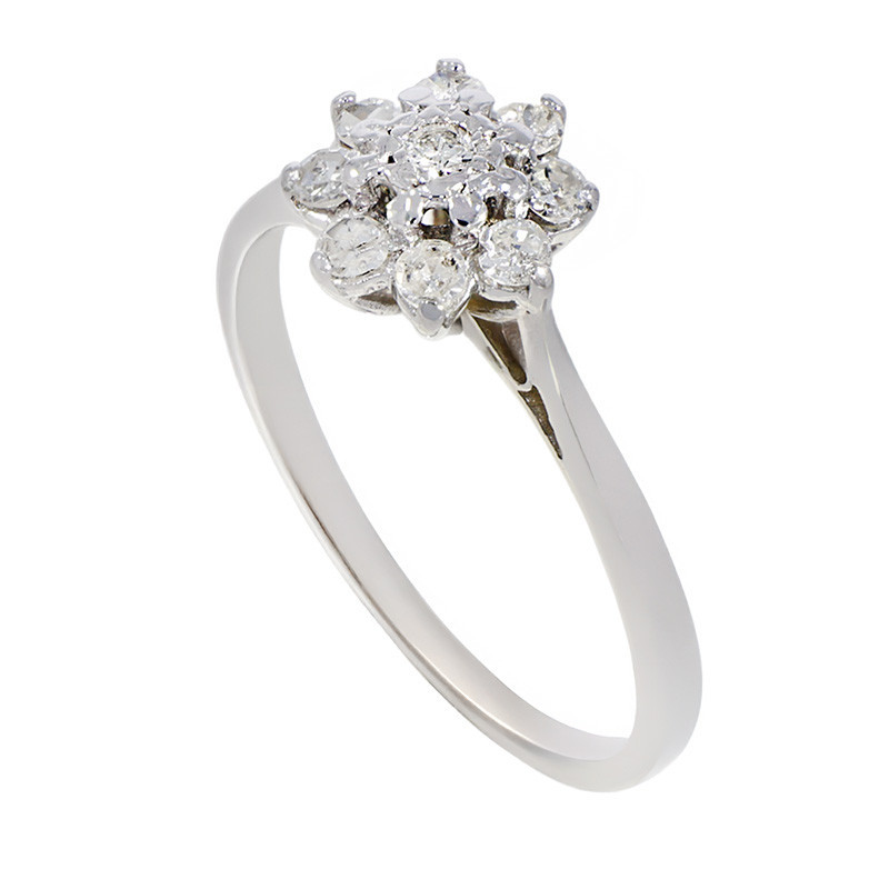 Inel De Logodna, Aur Alb, 18 k, 2.98 gr, cu Diamante, Cod Produs: 747714 - Tezaurshop.ro