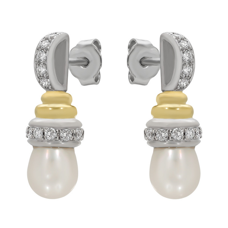 Cercei, Aur Alb, 18 k, 5.28 gr, cu Diamante, Cod Produs: 752373 - Tezaurshop.ro