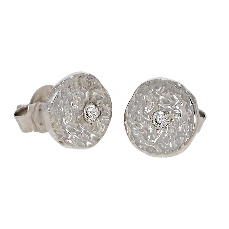 Cercei, Aur Alb, 14 k, 1.43 gr, cu Diamante, Cod Produs: 753860 - Tezaurshop.ro