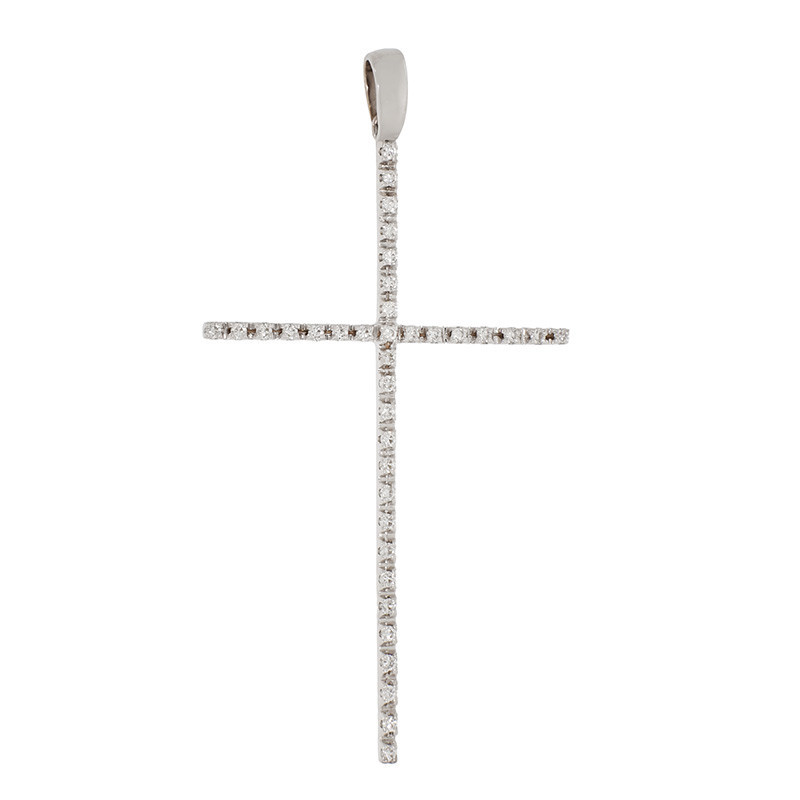 Pandantiv Cruce, Aur Alb, 18 k, 2.38 gr, cu Diamante, Cod Produs: 754493 - Tezaurshop.ro