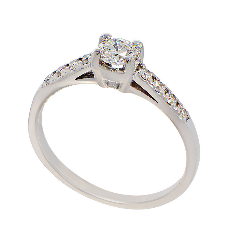 Inel De Logodna, Aur Alb, 18 k, 1.97 gr, cu Diamante, Cod Produs: 755937 - Tezaurshop.ro