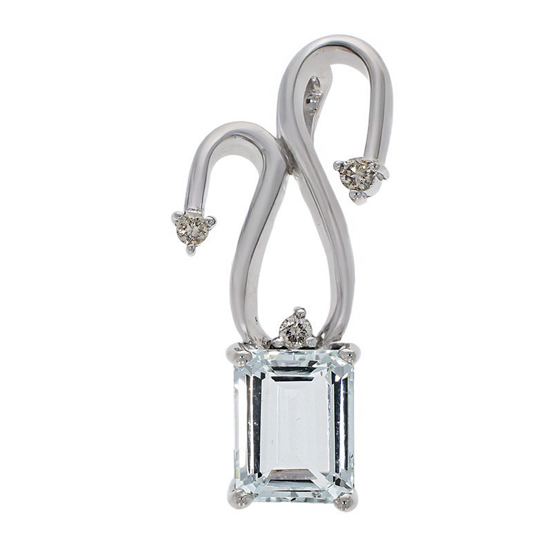 Pandantiv, Aur Alb, 14 k, 4.29 gr, cu Diamante, Cod Produs: 756217 - Tezaurshop.ro