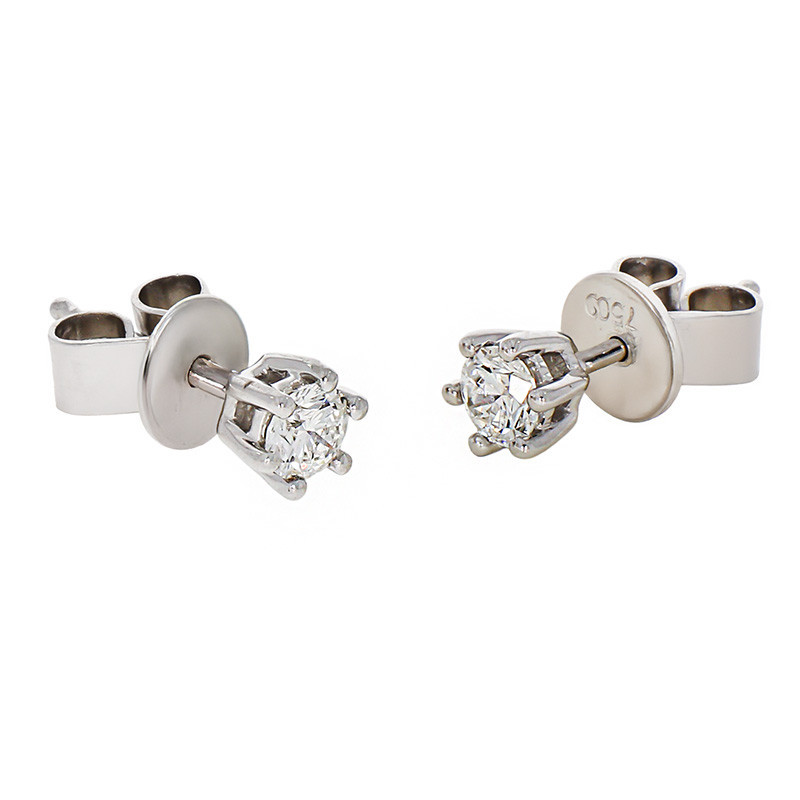 Cercei, Aur Alb, 18 k, 1.61 gr, cu Diamante, Cod Produs: 757836 - Tezaurshop.ro