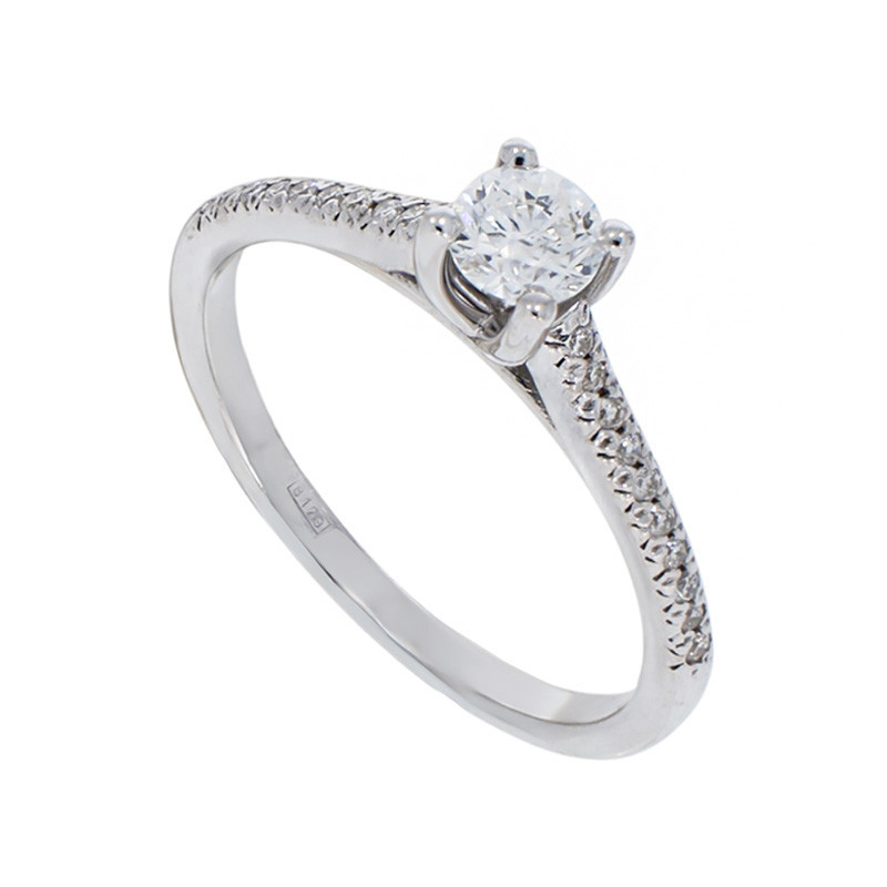 Inel De Logodna, Aur Alb, 14 k, 1.55 gr, cu Diamante, Cod Produs: 758604 - Tezaurshop.ro