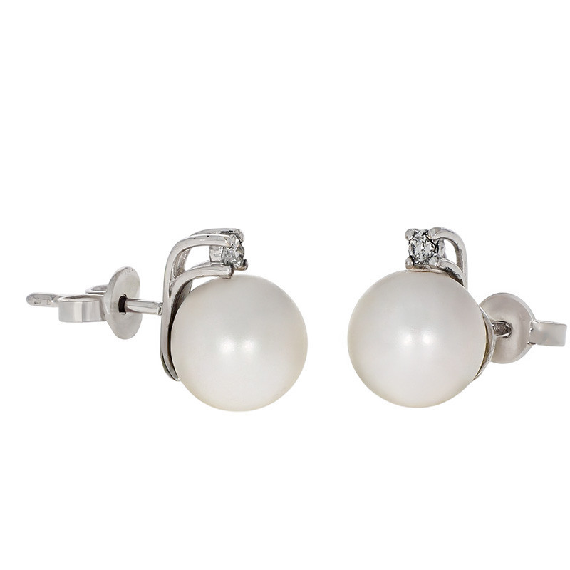 Cercei, Aur Alb, 18 k, 3.88 gr, cu Diamante, Cod Produs: 758733 - Tezaurshop.ro