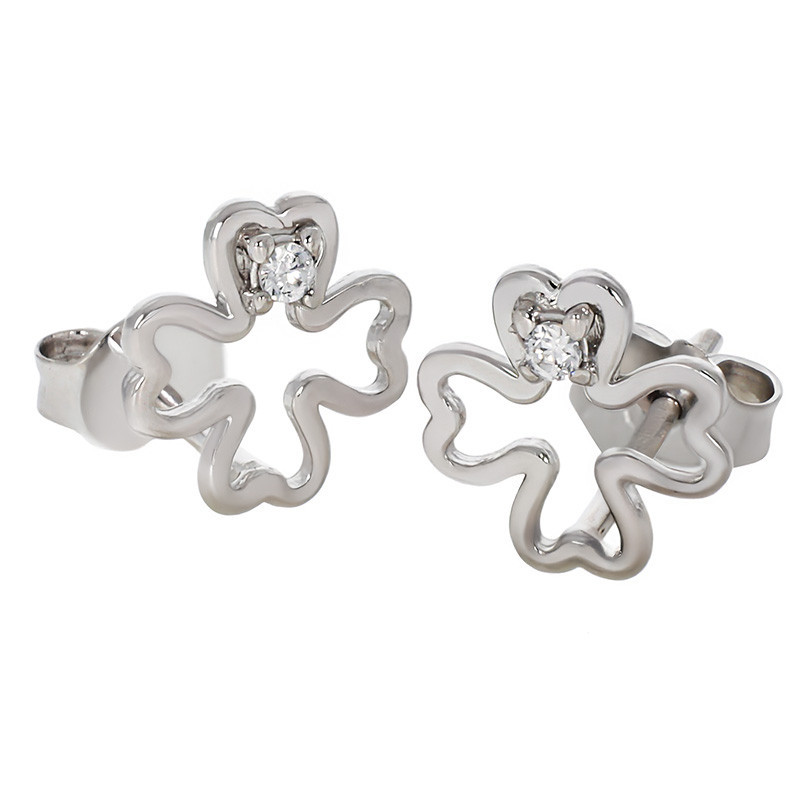 Cercei, Aur Alb, 14 k, 1 gr, Cod Produs: 758775 - Tezaurshop.ro