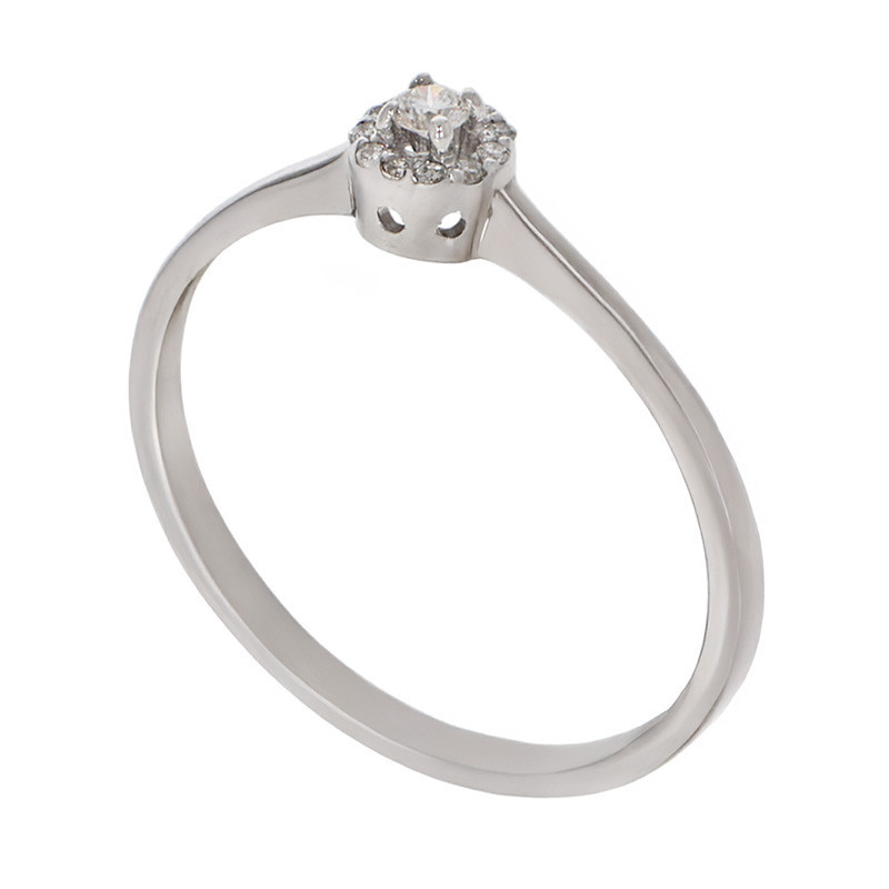 Inel De Logodna, Aur Alb, 14 k, 1.14 gr, cu Diamante, Cod Produs: 760930 - Tezaurshop.ro