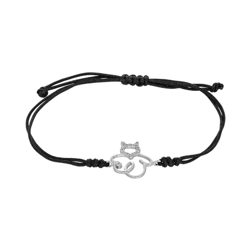 Bratara Cu Snur, Aur Alb, 14 k, 1.04 gr, cu Diamante, Cod Produs: 761540 - Tezaurshop.ro