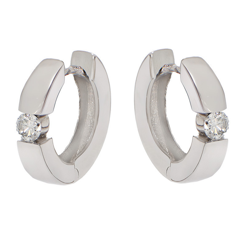 Cercei, Aur Alb, 14 k, 4.5 gr, cu Diamante, Cod Produs: 764465 - Tezaurshop.ro