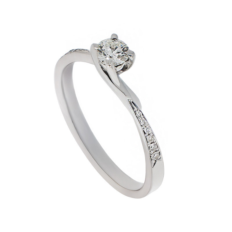 Inel De Logodna, Aur Alb, 14 k, 1.83 gr, cu Diamante, Cod Produs: 767077 - Tezaurshop.ro