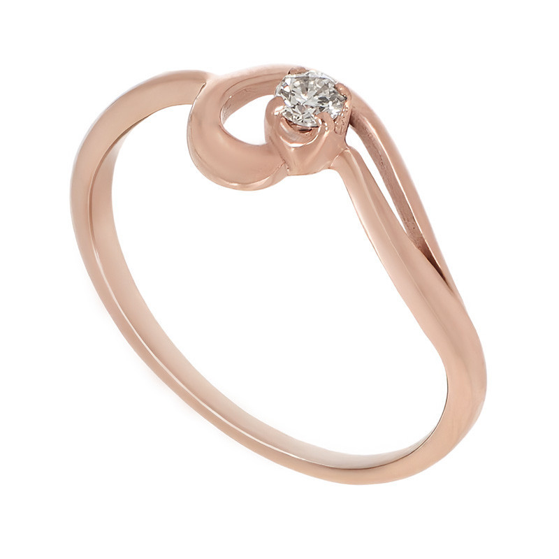 Inel De Logodna, Aur Roz, 14 k, 1.6 gr, cu Diamante, Cod Produs: 771581 - Tezaurshop.ro