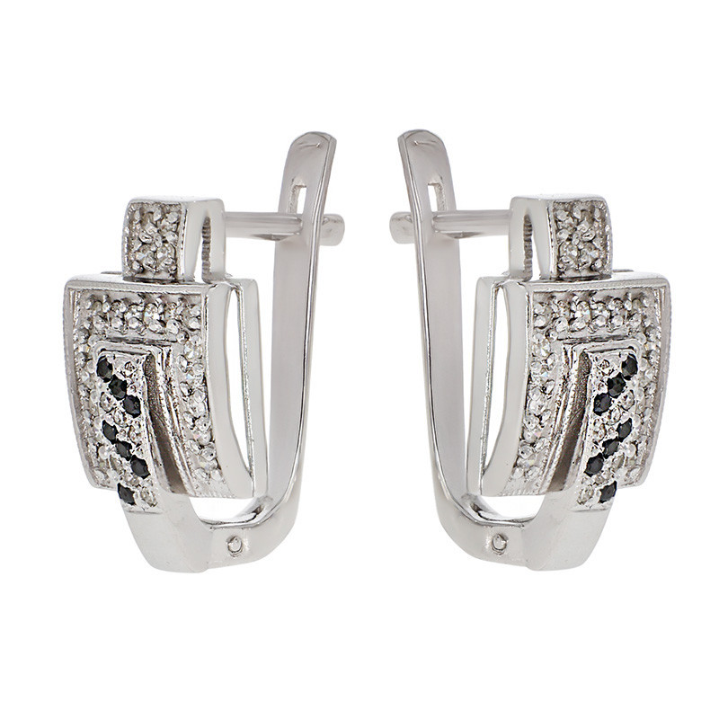 Cercei, Aur Alb, 14 k, 6.81 gr, cu Diamante, Cod Produs: 776600 - Tezaurshop.ro